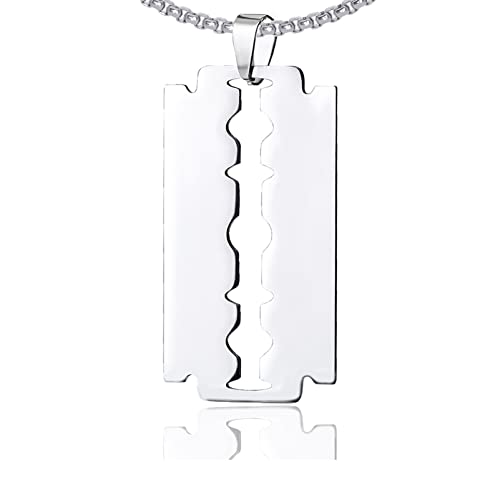 Punk Stainless Steel Razor Blade Pendant Necklace