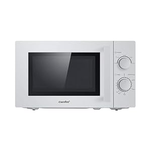 Comfee CMSN 20 si Mikrowelle / Solo-Mikrowelle mit 5 Leistungsstufen/ Innenbeleuchtung/ easy Defrost/360°Drehteller / Zwei Drehregler/20L/700W/ Silber