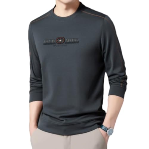 Men Outdoorshirt Casual Workout Comfortable Long Sleeved Shirt Temperament Mode Youth Poloshirt All-Match Solid Color Classic Sportsshirt C-Grey 4XL