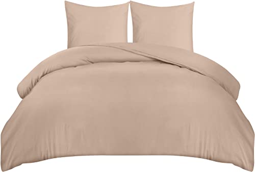 Image of Utopia Bedding Bettwasche 220x240 Set - Mikrofaser Bettbezug 240x220 cm + 2 Kissenbezuge 65x65 cm - Beige