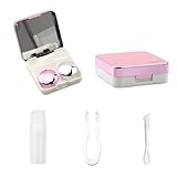 Custodia per lenti a contatto colorata con protezione completa, a prova di perdite, anello di tenuta integrato, rosa, Beauty Case