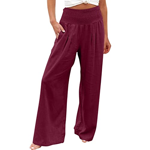 Women Loose Wide Leg Pants High Waist Straight Leg Pants Casual Modern Work Daily Lounge Long Trousers for Ladies U-67