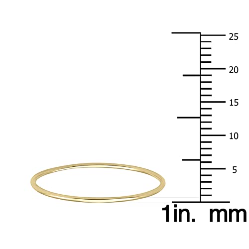 Skinny Thin Domed Stackable 14K Yellow Gold Band (.75 Mm) #TOP2