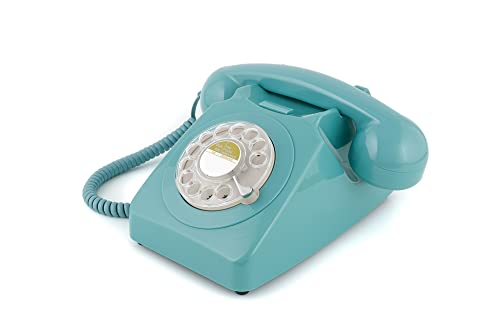 GPO 746 Teléfono fijo de disco con estilo retro de los años 70 - Cable en espiral, Timbre auténtico - Naranja - imagen 6