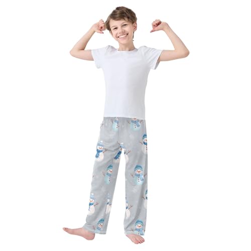 Xmas Snowman Blue Lounge Pajama Pants Soft PJ Bottoms for Sleepwear Ages 6-14 Years3