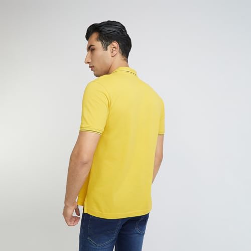 Image of Raymond Men's Modern Fit Solid Pattern Pure Cotton Half Sleeve Polo Neck Casual T-Shirt