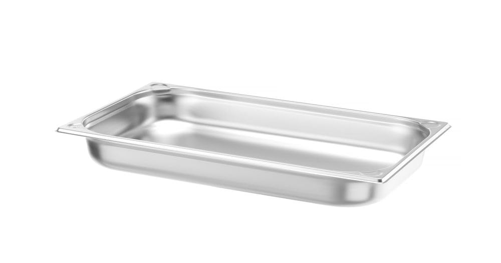 HENDI Recipiente GN 1/1,contenedor GN,esquinas reforzadas,resistente a Temperaturas de -40° a 300°C,apto para hornos,congeladores,calientaplatos,baño María,9L,530x325x(H) 65mm,acero inoxidable