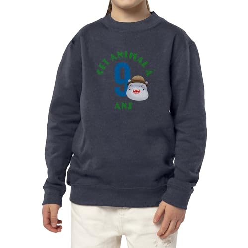 Sweatshirt enfant anniversaire 9 ans vêtement thème animalier safari