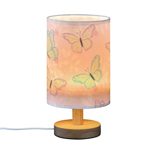 ALAZA Bedside Table Lamp Cute Butterfly Pink Flower Lamp for Girls Boys Bedroom with USB Port LED Kids Nightstand Lamp Wood Base Desk Living Room Decor - Image 5