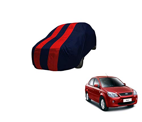 Image of Auto Hub Car Cover Compatible with Ford Ikon with Mirror Pocket,Triple Stitched, Weather Proof, Ikon Car Cover- Navy-Red