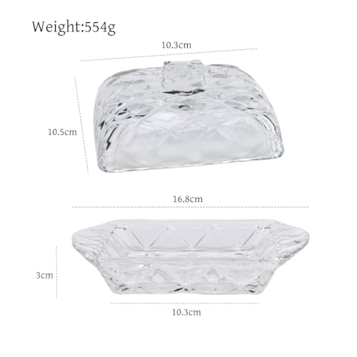 PEPAXON Glass Butter Dish with Lid Transparent Butter Serving Tray Butter Container 16.8x11CM (A) - Image 2
