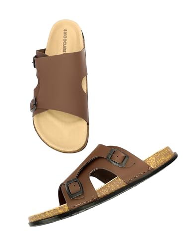 Image of Men Full Cover Double Buckle Slippers | Covered Slip-On Sandals for Men | Comfortable Footwear | Adjustable Strap Rubber Sandals | Anti-Slip Sole Slippers