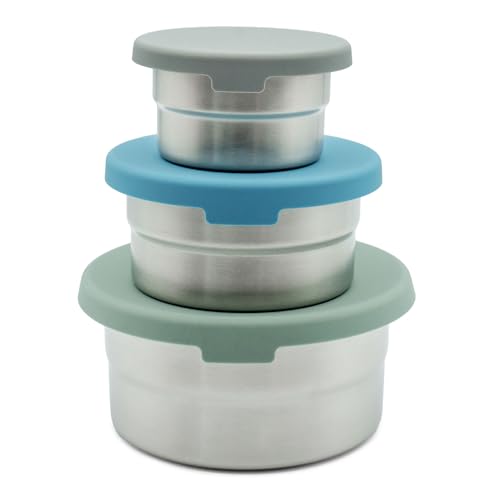 Stainless Steel Food Storage Containers - 3 Pack - 3 Oz, 6.1 Oz, 12.85 Oz with Leakproof Silicone Lids, BPA-Free, Dishwasher & Freezer Safe, Nesting & Stackable for Meal Prep, Lunch Boxes & Snacks