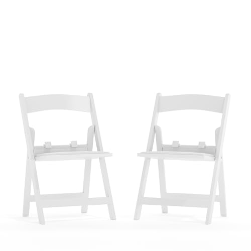 Flash Furniture HERCULES Kids Folding Chairs with Padded Seats | Set of 2 White Resin Folding Chair with Vinyl Padded Seat for Kids