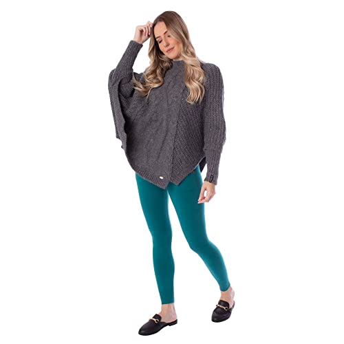 Blusa Feminina Biamar Oversized Gola Média Cinza Escuro - U