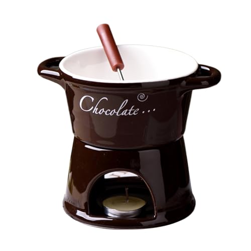 Taza de fondue de chocolate, calentador de mantequilla derretida de cerámica con tenedor, calentador de tazas de café personal para el día de San Valentín, fiesta de cumpleaños, boda, cena, postre