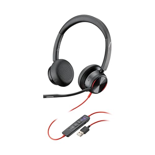 Image of Plantronics Poly - Blackwire 8225 Wired Headset with Boom Mic Dual-Ear (Stereo) Computer Headset - USB-A to Connect to Your PC /Mac - Active Noise Canceling-Works with Teams (Certified), Zoom &More
