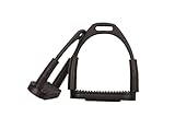 Black Matte Flexi Stirrups Safety Horse Riding Bendy Flexible Irons S Steel (5