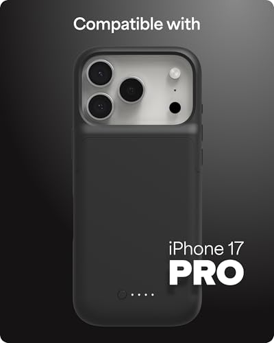 Image of Mophie Juice Pack Battery Case for iPhone 17 Pro - Slim Charging Case, Up to 50% Extra Battery Life, High Impact Protection, Magnetic Back for Wallets & Mounts, Sustainable Material, Black
