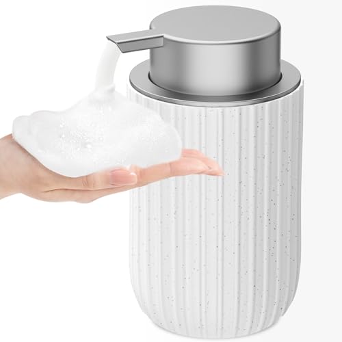 Image of Ceramic Foaming Soap Dispenser, 12 oz Bathroom Foam Hand Soap Dispenser, Refillable Lotion Soap Dispenser with Removable Pump for Kitchen Hand Wash Dispenser, Modern Home Decor (Speckled White)