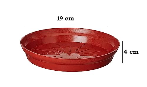 Image of 6 Inch Bottom Tray /Plate /Saucer for Plant Pot (Red, 10 Pcs) | Planter Pots Dripping Tray | Gamla Flower Pot Base Plate | Round Plastic Pot Water Collection Plate
