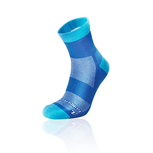 Runderwear Anti-Blister Running Socks - Mid - Double-Layered, Performance Running Socks (Blue/Cyan, Large)