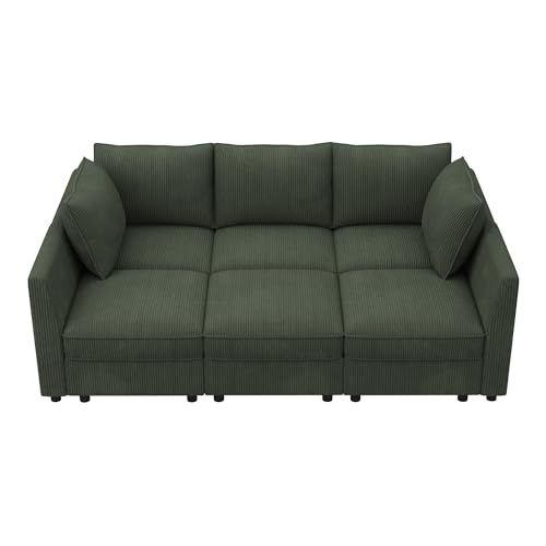 HONBAY Modular Sofa Sectional Sleeper Couch with Storage Modular Couch Convertible Couches for Living Room - Green