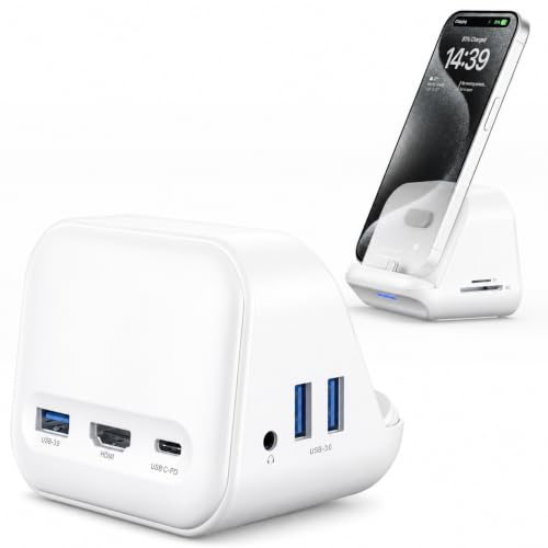 JSAUX USB C Docking Station Stand for Samsung Dex, 8-in-1 Multiport Hub with Phone Stand, 4K HDMI, USB 3.0 5Gbps SD/TF Card Slots,60W PD Compatible with Samsung S24, Pixel 8/8 Pro, iPhone 15 Series