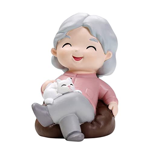 VALICLUD Figura de abuela hecha de resina para sofá, decoración de abuela, para aniversario de boda, fiesta romántica y alegre, figura de ancianos para el hogar, tartas, dormitorio, decoración