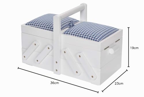 Costurero de madera blanco desplegable Prym 612577 con compartimentos tela 4