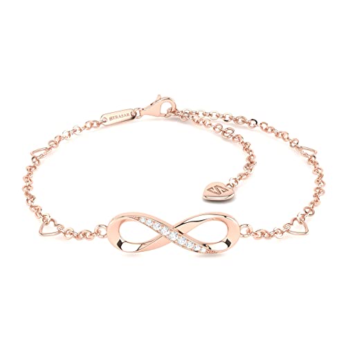 SERASAR Fußkette Damen-Schmuck 925 Sterling-Silber 18-Karat Rose-Gold Damen-Kette Mädchen-Kette Frauen Fussketterl Damen Geschenk-Idee Valentinstag Jahrestag...