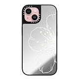 CASETiFY Magsafe 対応ミラー iPhone 15 ケース [反射性 / 1.5mからの落下試験をクリア / Magsafe に対応] - Half Sakura - シルバー (ブラックバンパー)