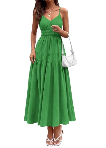 Image of KIRUNDO Maxi Dresses for Women 2026 Summer Sleeveless Spaghetti Strap Long Flowy Beach Vacation Dress Boho A Line Sundress