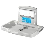 Modundry Horizontal Baby Changing Station, Wall Mounted HDPE Fold-Down Diaper Changing Table for Commercial Bathrooms, Daycare, Restaurants & Hotels, Safety Strap, 2 Liner Dispensers, White Granite