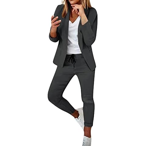 Hosenanzug Damen, Festlich Elegant Business Anzug Set Hosenanzug Blazer Hose Outfit Zweiteiler Slimfit Freizeitanzug Damen Anzug Damenanzug Mode 2 Stück Set Buisnesskleidung Frauen Hosenanzüge Cover