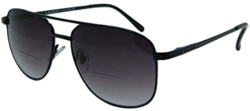 In Style Eyes Just Chillin' Aviator Bifocal Sunglasses - Classic Wired Metal Frame Reading Sunglasses - Gradient Tint Lens