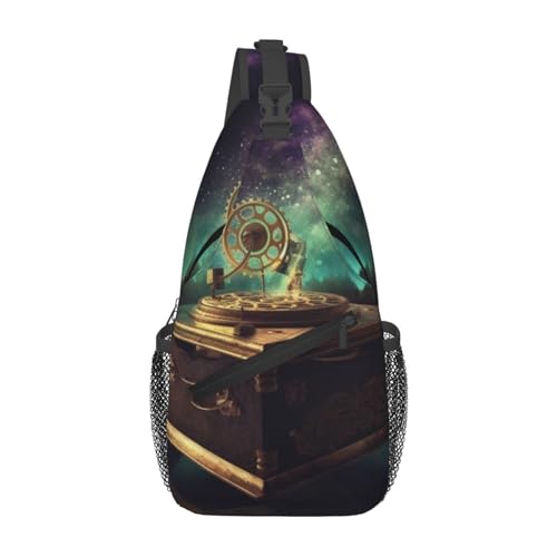 Bolso cruzado para pecho estilo sling negro unisex miniatura 1