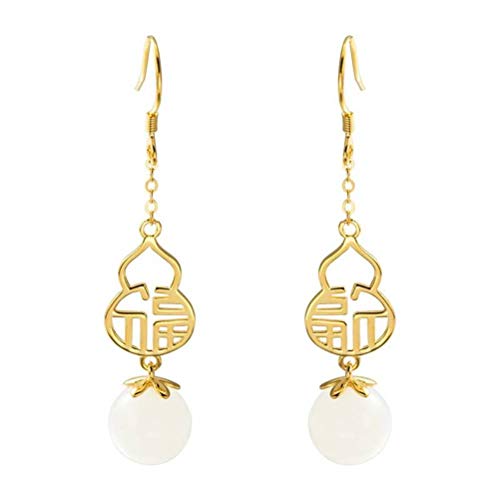 Boucles d'oreilles S925 et néphrite véritable pour femme éclat intemporel