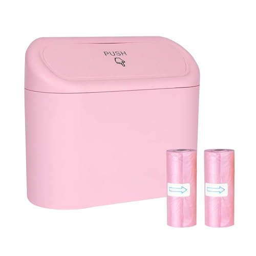 Flaconi Papelera Coche,Accesorios Para Coche,Accesorios Coche Interior,Organizador Coche,Bote de Basura para Coche pequeño con 40 bolsas,Portátil Caja de Almacenamiento Colgante para Coche (Rosa)