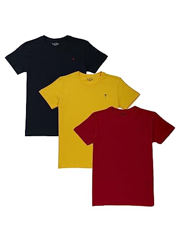 Image of PALM TREE Boys Multi Solid Cotton T-Shirt Pack of-3