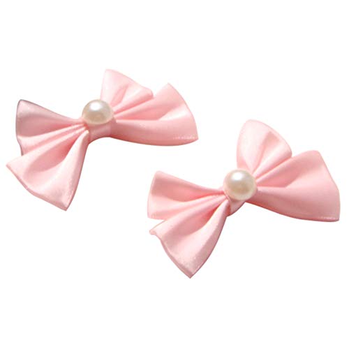 50x Fiocco Raso con Perle Bianco 5CM Vari colori