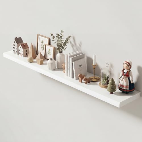 Image of Dreamland 72 Inches Floating Shelves for Wall,9.3 inch Deep Long Floating Shelves Set of 1,Large Display & Storage Shelf,Wall Shelf for Bathroom Bedroom Living Room Kitchen Office,White