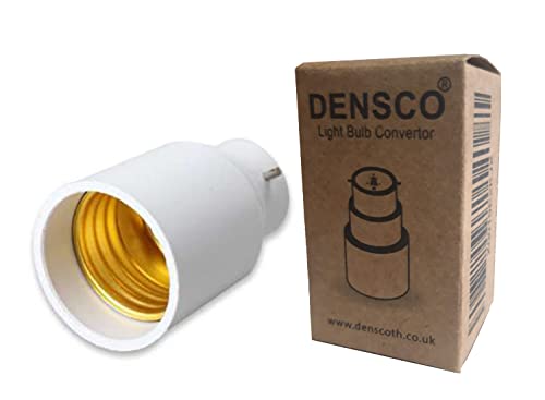 DENSCO B22 to E27 Converter | Bayonet to Edison | Lamp Socket Holder | Screw Bulb Light Fitting | Lamps Base Extender | Max 60 Watts B22-E27 (Pack of 1)