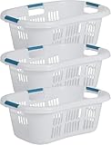 Rubbermaid Large Hip-Hugger Laundry Basket/Hamper, 1.5-Bushel, White, Stackable Storage Bin/Organizer for Bathroom/Bedroom/Dorm/Home