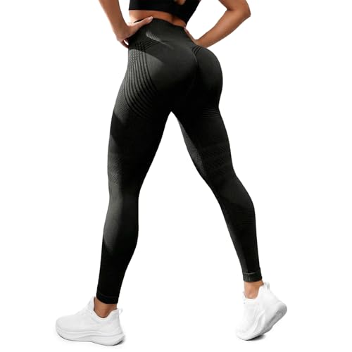 Anti Cellulite Compression 3D Leggings Women with Resistance Bands Gym Workout, Butt Lifting Tummy Control Yoga Pants (Large) Black