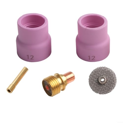 Kit de taza de cerámica de repuesto para FUPA #12, incluye abrazadera de lente de gas y mandril, compatible con antorchas TIG WP-9 20 y 25, 2 tazas