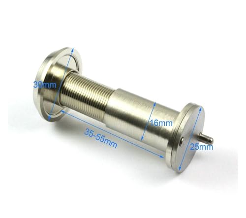 Mirilla para puerta con cobertura, metal tono cepillado, ángulo de visión de 220 grados, para puertas de 35-55mm miniatura 6
