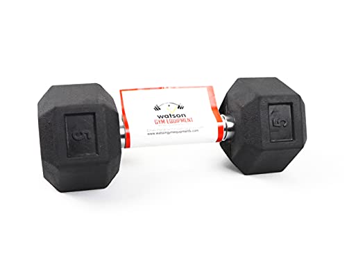 Image of Watson,dumbbell set, Rubber Coated Caste Iron Hex Dumbbell, Anti Slip Grip, 5kg Hexagonal Dumbbell Single Pc For Home Gym Professional Strength Training, Weight Lifting, Workout