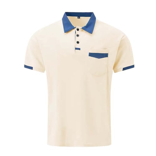 Mens Polo Shirts Short Sleeve Summer Button down Lapel Solid Color Casual Shirt with Pocket Breathable Lightweight Comfy Daily Work out Sport Running