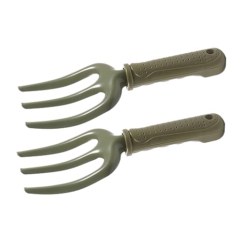 balacoo 2pcs Gardening Fork Hand Fork for Weeding Planting Small Rake Sturdy Iron Pe Tool Comfortable Wooden Handle for Garden